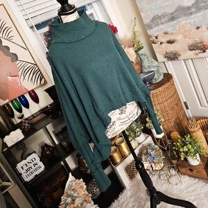 New We The Free Green Ribbed Cropped Sweater | Size M (Fits L/XL)